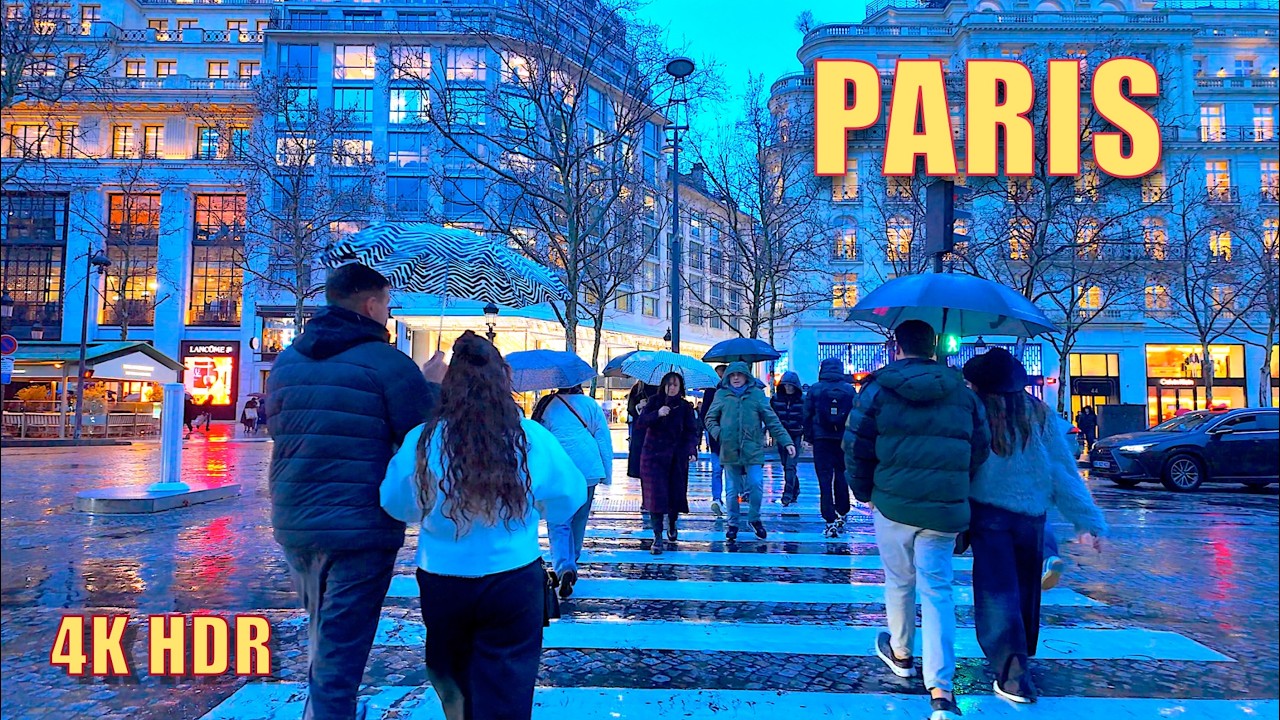Walking in the Rain in Paris (4K HDR )🇫🇷 🌧️ Walking tour in Rainy day
