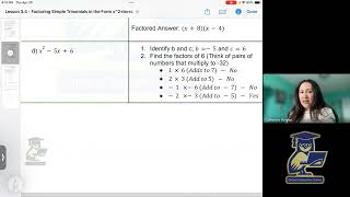 MPM2D Grade 10 Math: Factoring Trinomials in the Form x² + bx + c