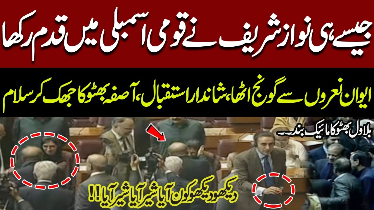 Nawaz Sharif Grand Entrance in Parliament | Asifa Bhutto Greets PMLN Supremo | Bilawal Mic Shut