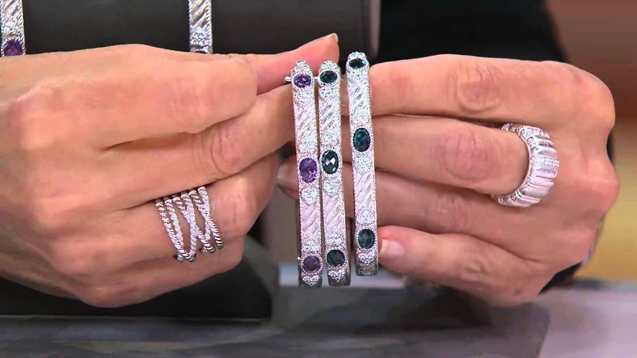 Judith Ripka Gemstone & Diamonique Romance Bangle Bracelet with