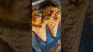 Peach cobbler waffle cone shortsfeed fy desserts treats cheesecake foryou peachesandcream