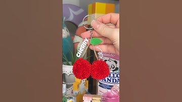 DIY pompom cherry keychain 🍒