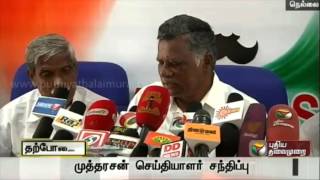 CPI state secretary Mutharasan addressing the press at Tirunelveli