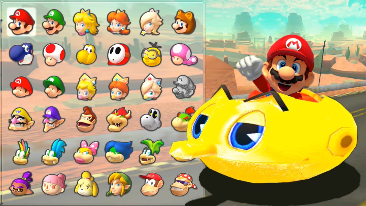 マリオカート8 デラックス】マリオがパックマンのカートに乗った