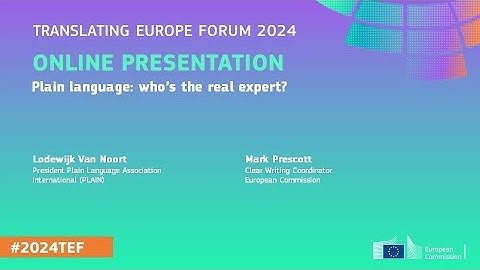 #2024TEF - Online presentation - Plain language: who’s the real expert?