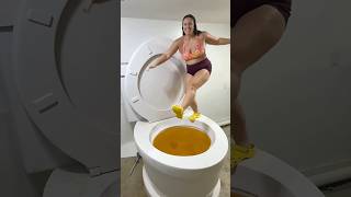 I JUMPED Super HIGH into the Giant Toilet Orange Pool with Big Splash#shorts