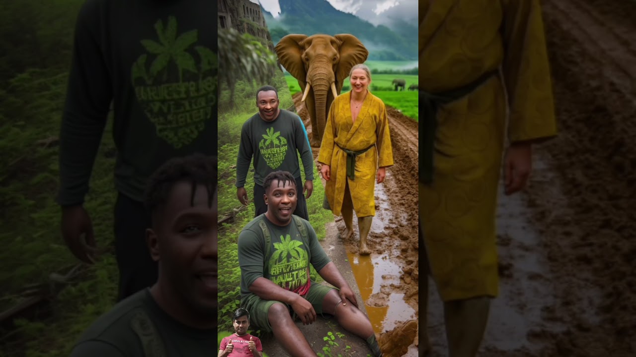 Elephant Encounter on a Muddy Path 