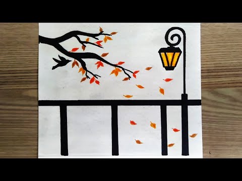 رسم منظر طبيعي تعلم رسم طبيعة فصل الخريف بالرصاص سهل خطوه بخطوه رسم سهل تعليم الرسم رسومات