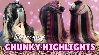 Ep. 53 Retouching Chunky Highlights - Clean Lift + Burgundy & Blonde Blend 