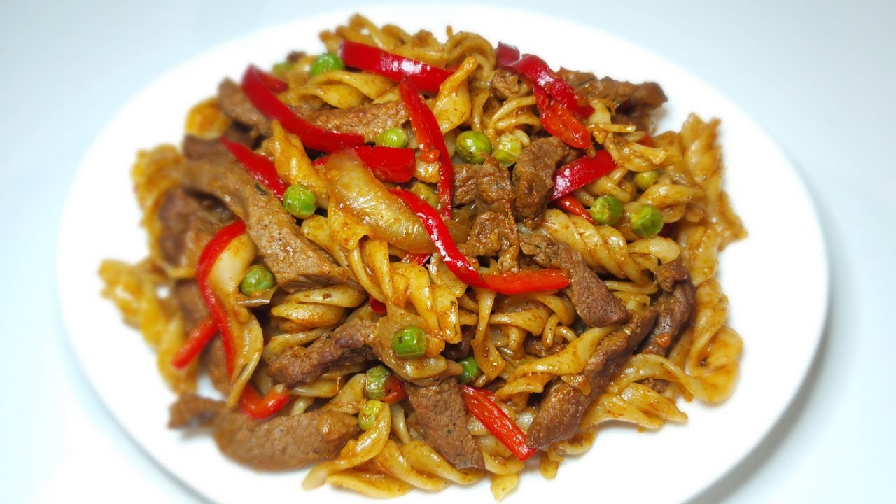 How To Make Shredded Beef Pasta(Macaroni)|Beef Pasta Stir-fry - YouTube