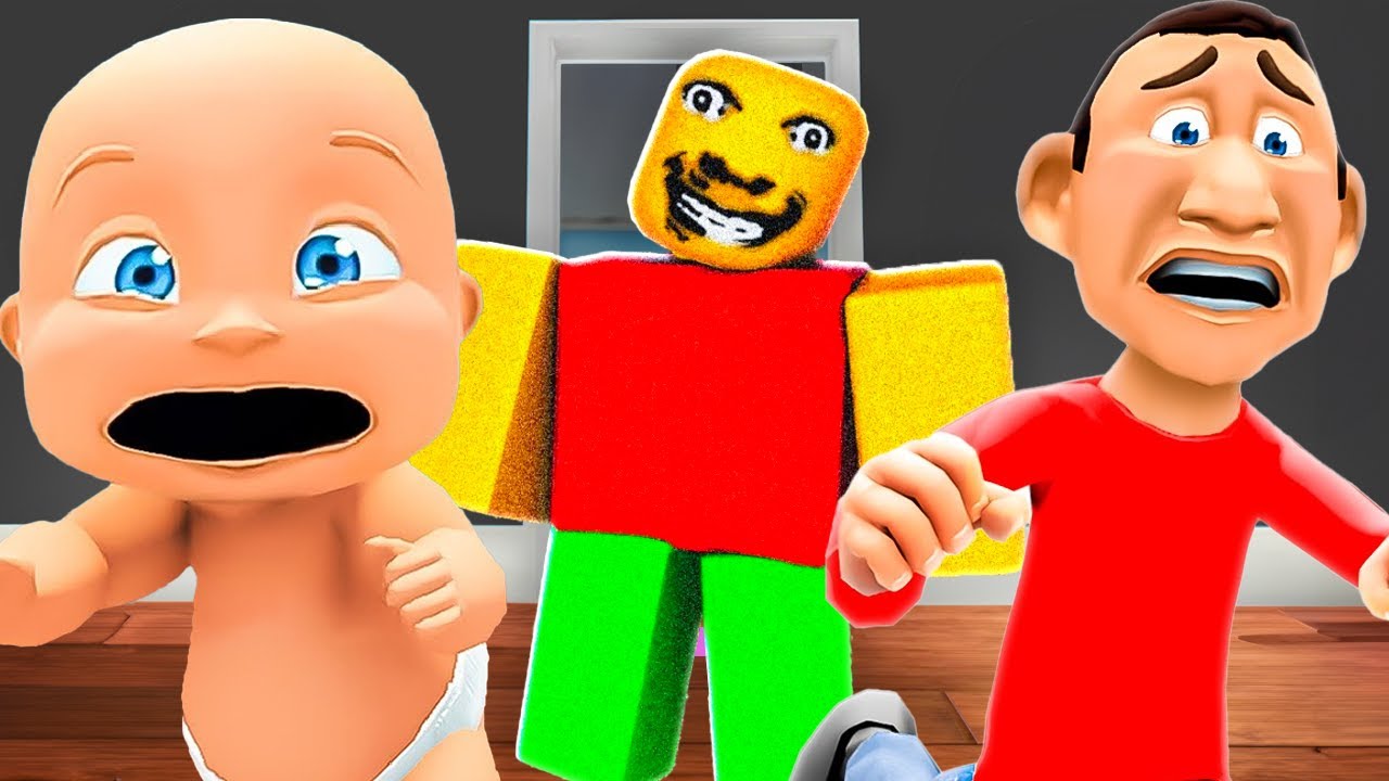 Малыш и папочка сбегают от СТРАННОГО СТРОГО ПАПЫ!