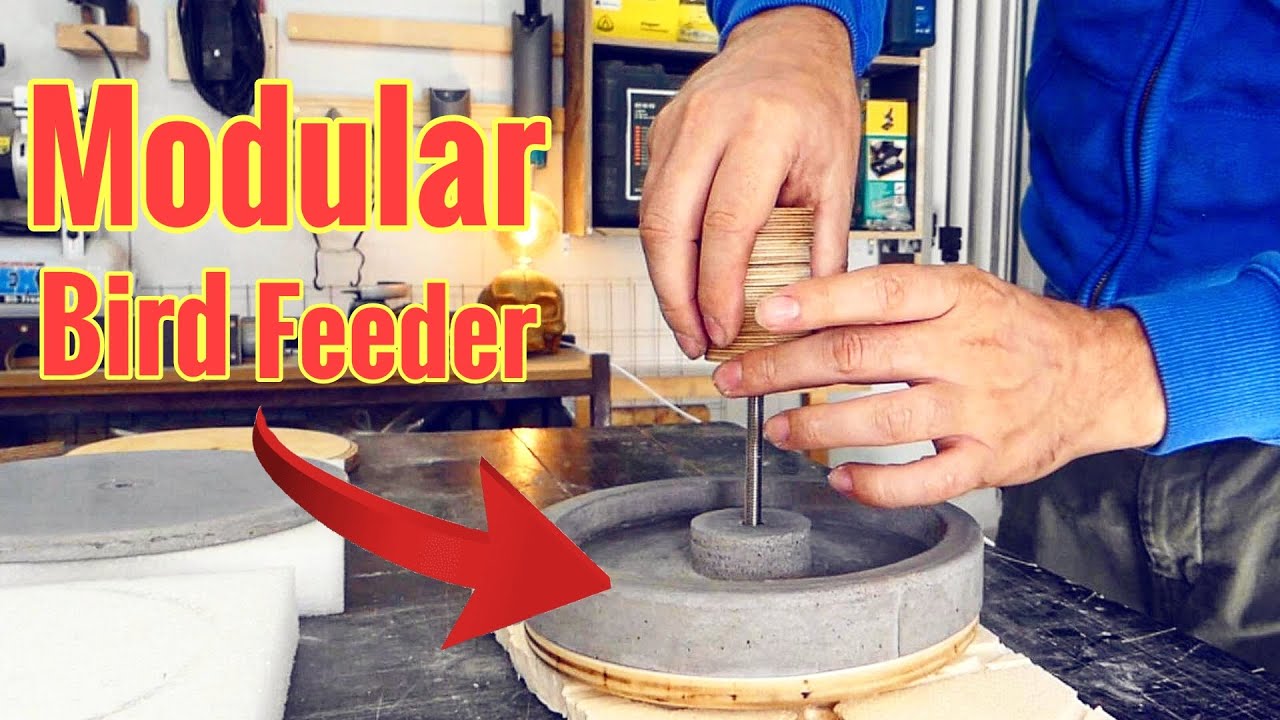 I build a modular bird feeder from concrete and wood - YouTube