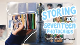 storing all my NEW seventeen photocards in my binder ! ✰ 200+ vernon, the8, mingyu, DK photocards