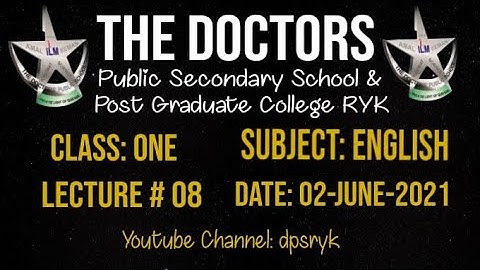 Naming words and description Class One English Lecture # 8 [02-June-2021] dpsryk