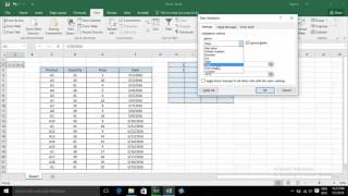 How to use Data Validation in Excel 2016, Condition on Cells