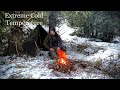 2 DAYS Solo Winter Lavvu Camping in Snow - Extreme Cold Temperature Bushcraft