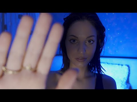 ASMR Face Touching while Brushing Fluffy Mic 💙💙
