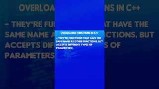 What Are Overloaded Functions In C++ Programming? #shorts