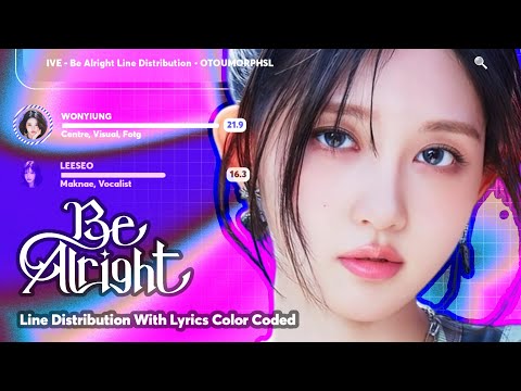 IVE • Be Alright // Line Distribution With Lyrics Color Coded by @otoumorphs_l