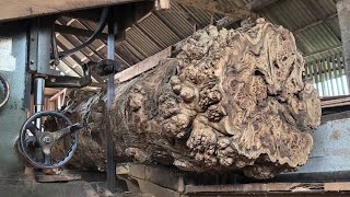 Surprise while sawing a rare large teak wood