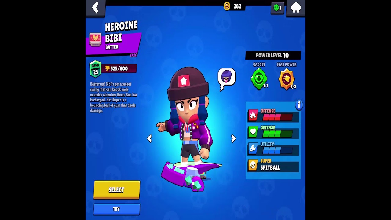 Brawl Stars Heroine Bibi dropped by gun animation