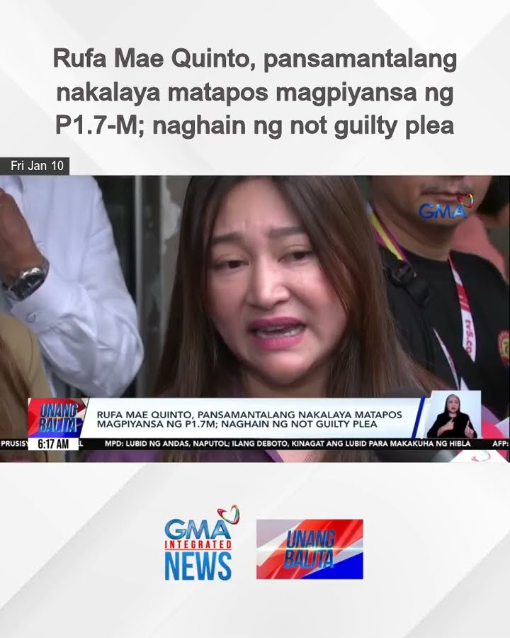 Rufa Mae Quinto, pansamantalang nakalaya matapos magpiyansa ng P1.7-M; naghain ng... | Unang Balita