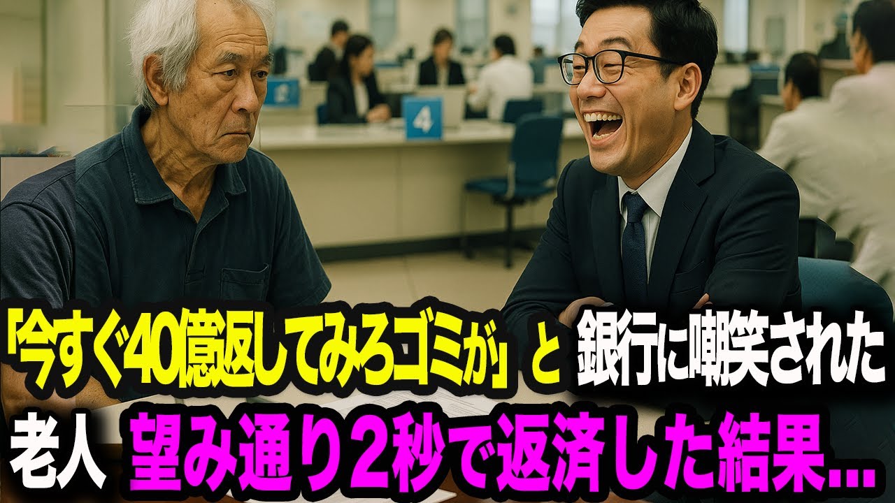 「ほらゴミ企業さんよ、今すぐ40億返してみろよ」銀行員に見下されたボロボロの身なりの老人。「わかりました。本当にいいんですね？」と即日返済した結果…