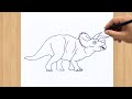 How to draw a triceratops easy step by step   dinosaur king triceratops drawing tutorial