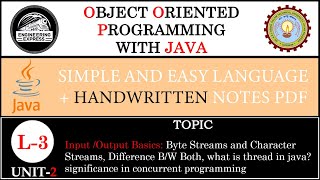 ⚫| U-2 | L-3 | Byte & Character Streams, Difference, Thread, significance in concurrent programming