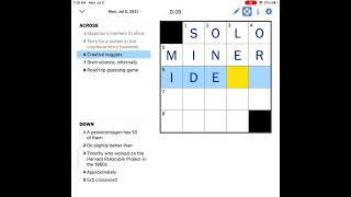 NYT daily mini crossword puzzle(Jul 5)
