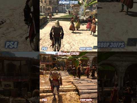 AC BLACK FLAG RESYNCED PS5 VS PS4 REALITY Graphics Comparison #assassinscreed #ps5pro #shorts