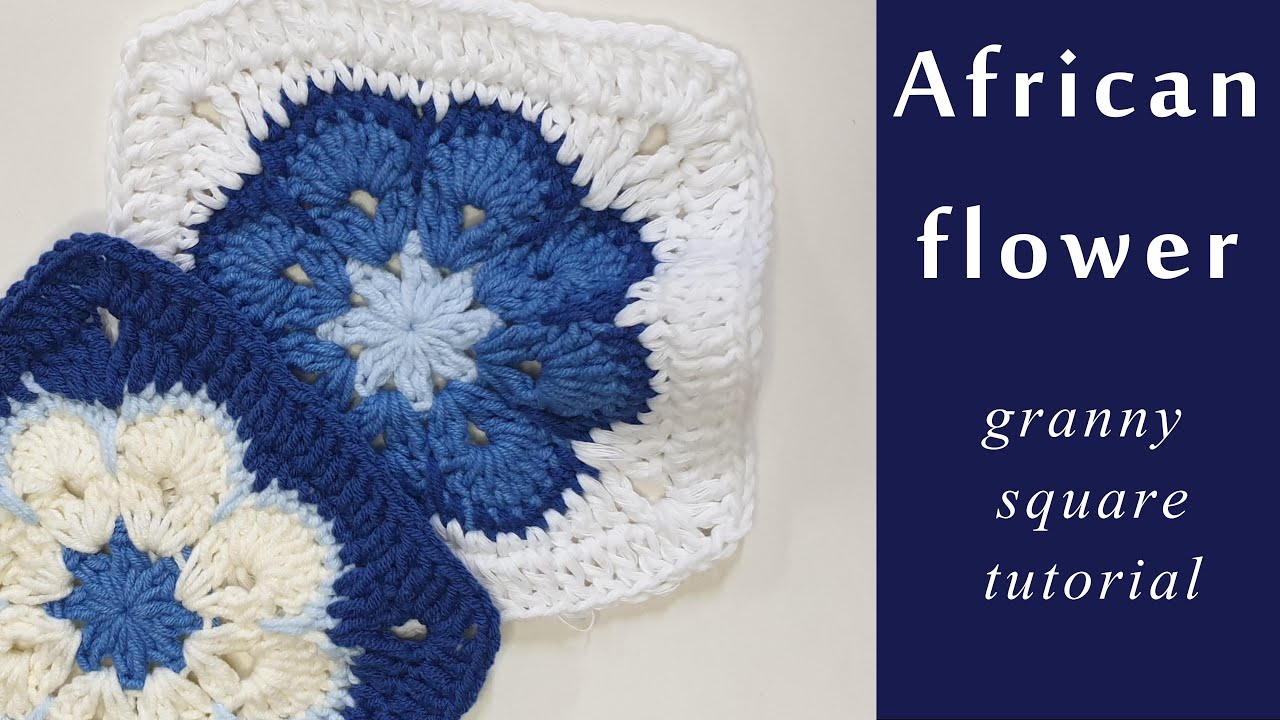 How to crochet African flower granny square tutorial (intermediate level)