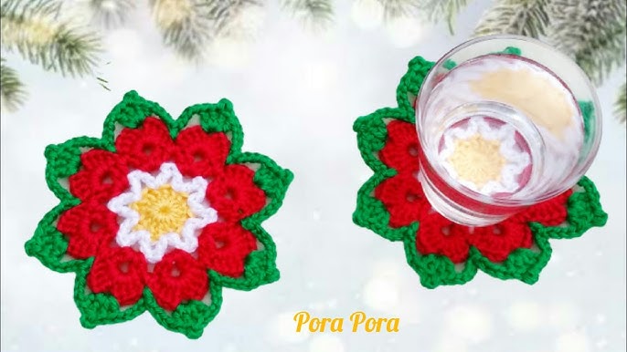 Crochet Poinsettia Flower Pot Coaster Set Written Pattern, Brunaticali –  Brunaticality