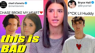 Charli Damelio SHADES Lil Huddy after CHEATING, Bryce Hall RESPONDS to Nessa Barrett KISSING Chase!!
