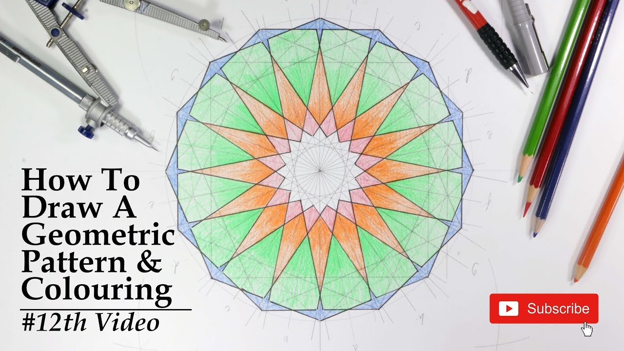 How To Draw A Geometric Pattern & Colouring #12th Video - YouTube