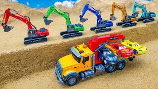 Compilation of excavator dump truck and tractor playing in the sand