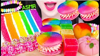 ASMR RAINBOW DESSERTS *CRYSTAL JELLY, CAKE, MACARON 무지개 마카롱, 무지개 케이크, 보석 젤리 먹방 JANE ASMR 제인