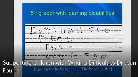 Supporting children with Writing Difficulties Dr Jean Fourie