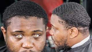 TRANSFORMATION HE PAID $100 TO FIX HIS HAIRLINE/ WAVERS HAIRCUT/  FADED BEARD/ BARBER TUTORIAL