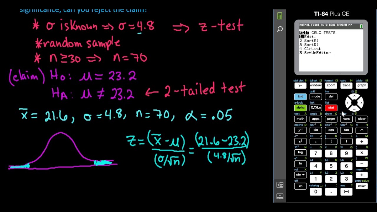 z-Test Using P-value - TI-30