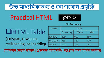 HSC ICT | Html Bangla tutorial 9 | Table tag