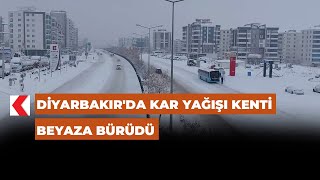 Diyarbakırda Kar Yağışı Kenti Beyaza Bürüdü