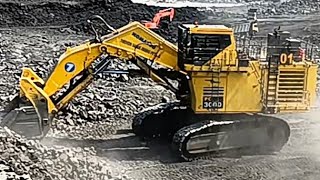 Transporting The 100 Tones Dumper loading OB Transport Dump komastu 3000pc Excavator By Side-Komastu