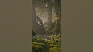 Goldenwood Path: Journey Through a Surreal 3D Forest | Blender & Cinema 4D Animation #shortvideo #3d