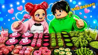 Pink and Green Only Food in MUKBANG GAME | ROBLOX 💗💚