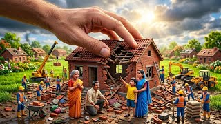 Tiny Workers Rebuild a Destroyed House After a Huge Storm! 🏡⛈️  Miniature Construction Timelapse