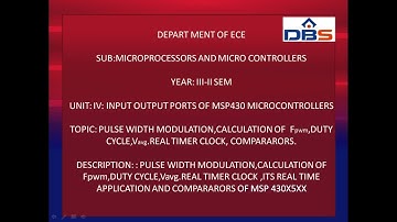 MICROPROCESSORS & MICRO CONTROLLERS, I/O PORTS OF MSP430 MICRO CONTROLLERS, PULSE WIDTH MODULATION
