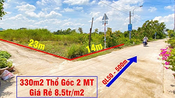 Đất thổ cư giá rẻ Cần Giuộc| Góc 2 mặt tiền| Cách QL50 chỉ 500m| Diện tích 330m2| Ngang 14m, giá rẻ.