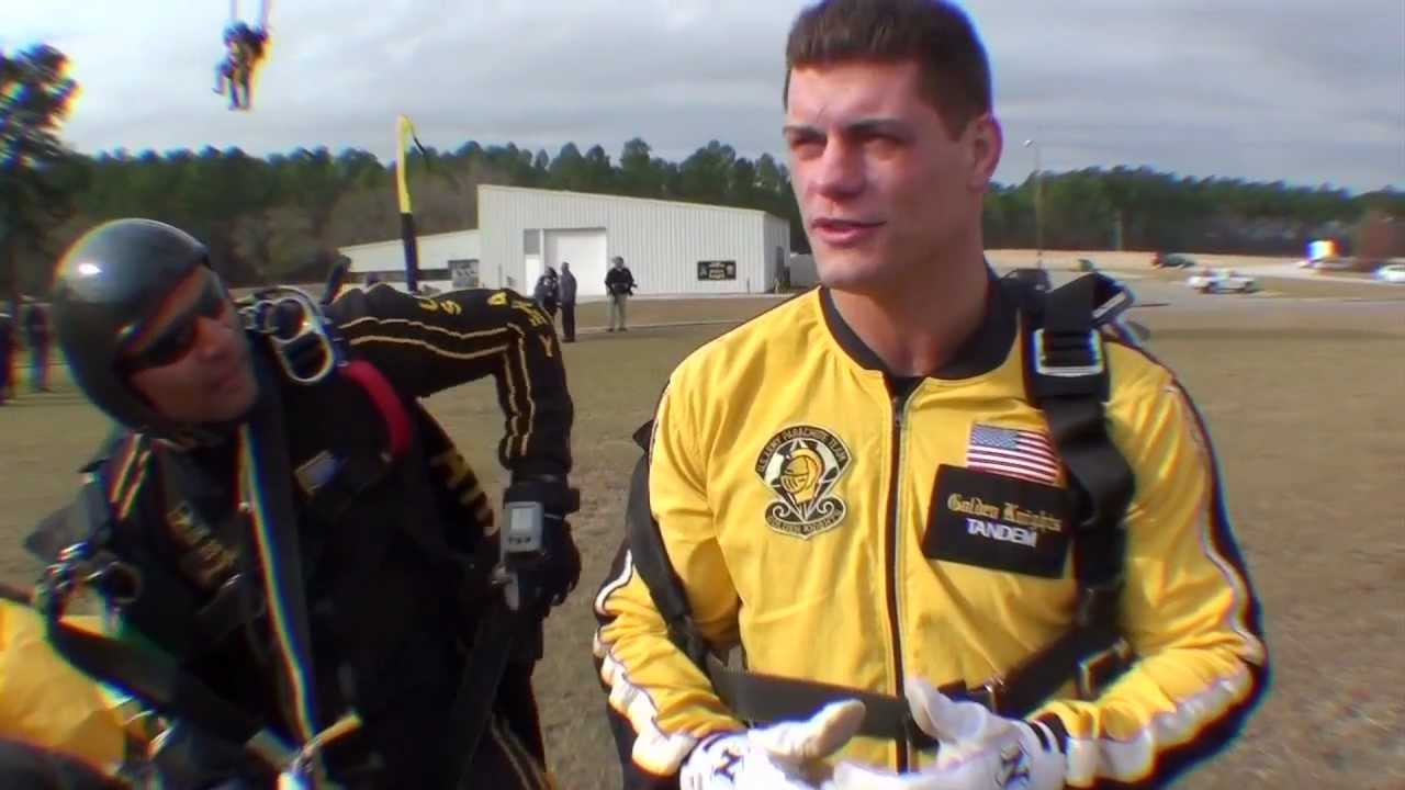 Cody Rhodes jumps with the Golden Knights