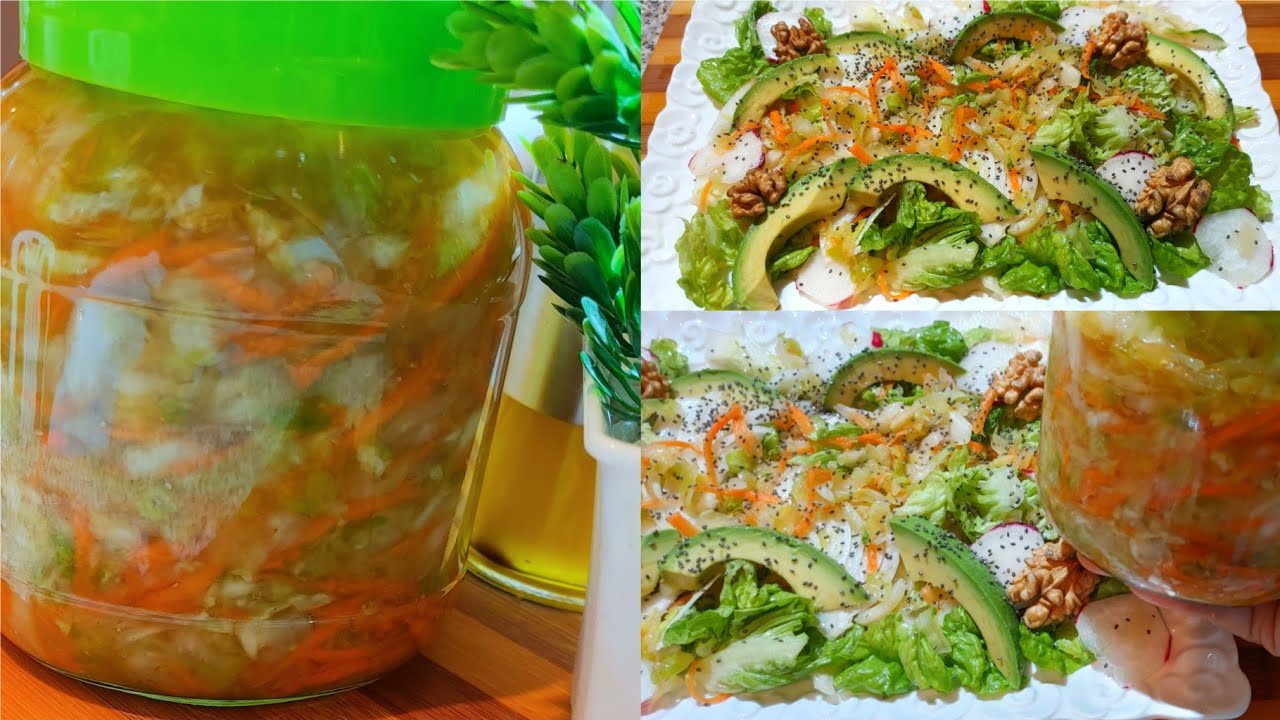 مخلل الملفوف والجزر بلا ماء بلا خل الحل لمشاكل الامعاء وسوء الهضم غني بفيتامينC